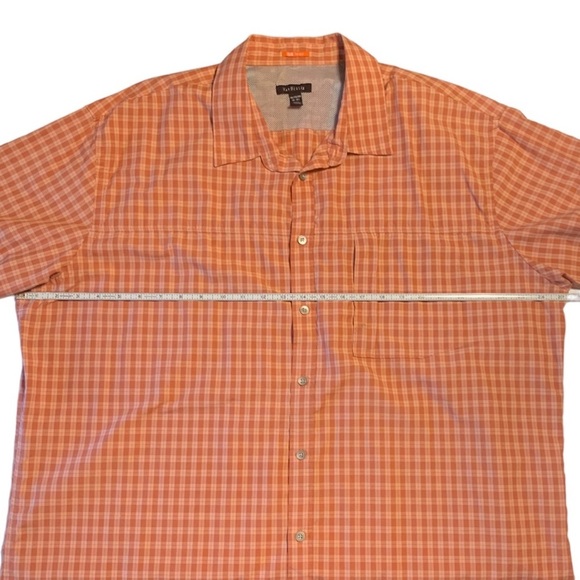 Van Huesen Orange Plaid Casual Button Down Shirt, [Sz XXL 18-18.5] **FLAW NOTED* - Picture 5 of 10